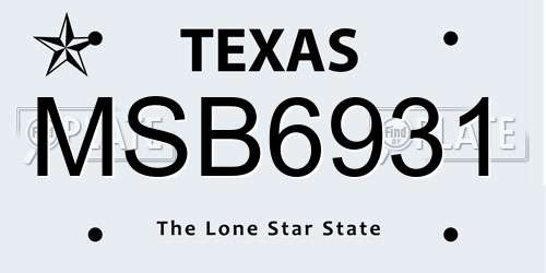 MSB6931 Texas License Plate