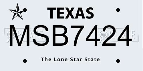 MSB7424 Texas License Plate