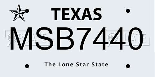 MSB7440 Texas License Plate