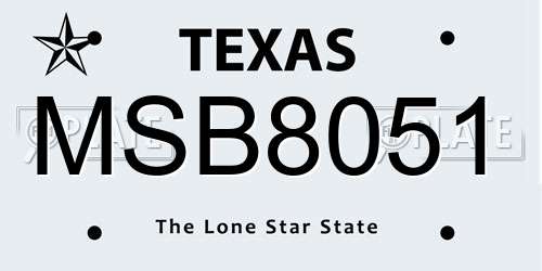 MSB8051 Texas License Plate