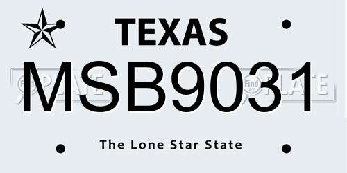 MSB9031 Texas License Plate