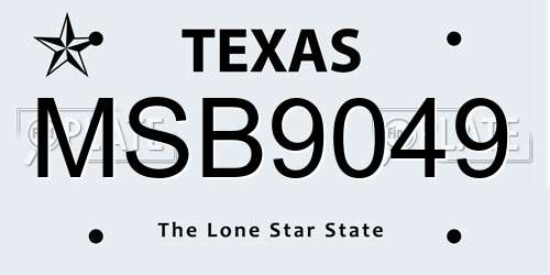 MSB9049 Texas License Plate