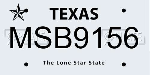 MSB9156 Texas License Plate