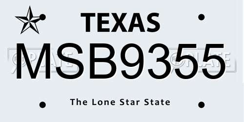 MSB9355 Texas License Plate