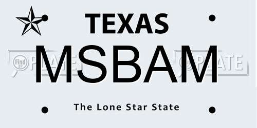 MSBAM Texas License Plate
