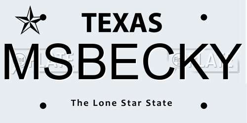 MSBECKY Texas License Plate