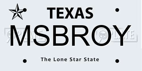 MSBROY Texas License Plate
