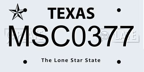 MSC0377 Texas License Plate