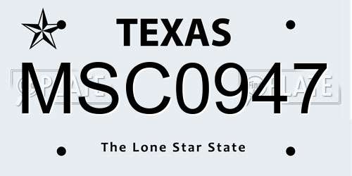 MSC0947 Texas License Plate