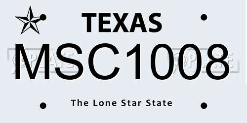 MSC1008 Texas License Plate