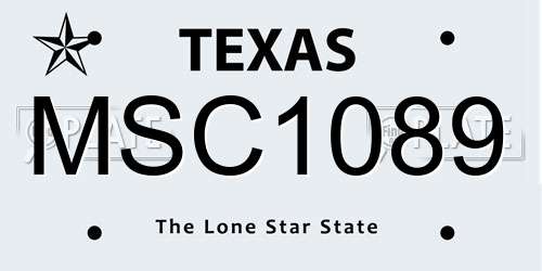 MSC1089 Texas License Plate
