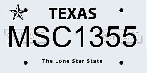 MSC1355 Texas License Plate