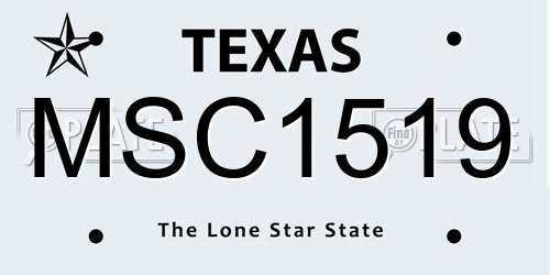 MSC1519 Texas License Plate