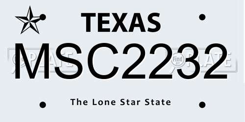 MSC2232 Texas License Plate