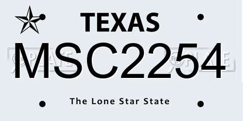MSC2254 Texas License Plate