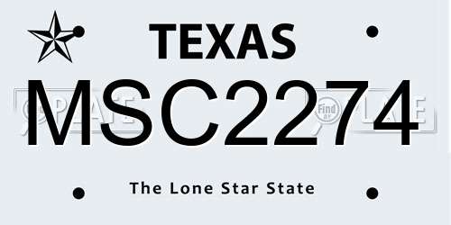 MSC2274 Texas License Plate