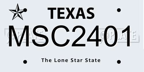 MSC2401 Texas License Plate