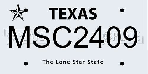 MSC2409 Texas License Plate