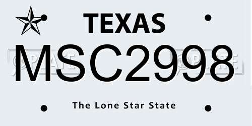 MSC2998 Texas License Plate