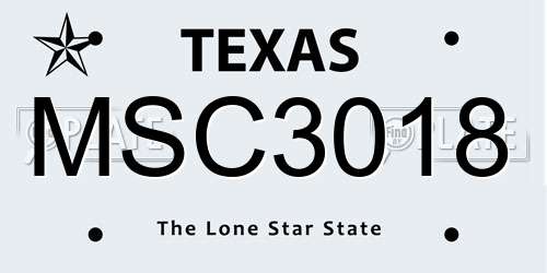 MSC3018 Texas License Plate