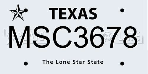 MSC3678 Texas License Plate