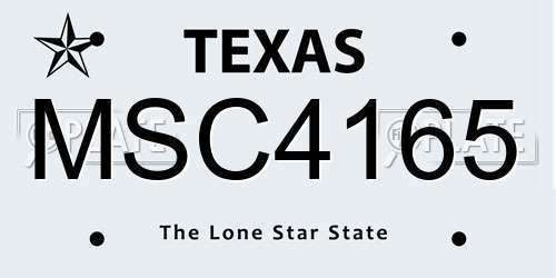 MSC4165 Texas License Plate