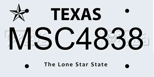MSC4838 Texas License Plate