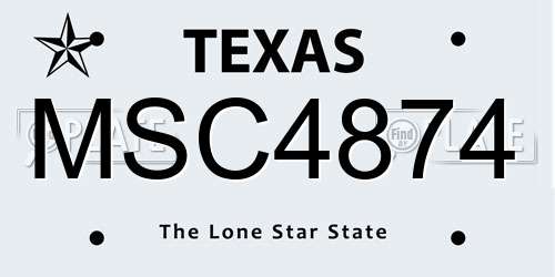 MSC4874 Texas License Plate