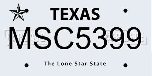 MSC5399 Texas License Plate