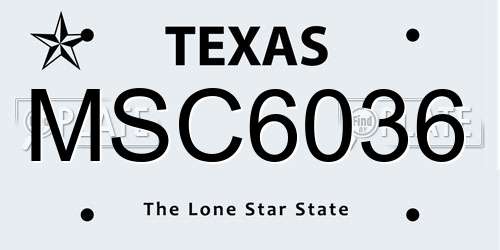 MSC6036 Texas License Plate