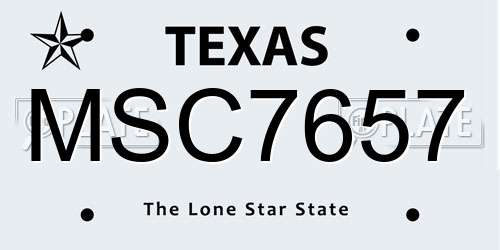MSC7657 Texas License Plate