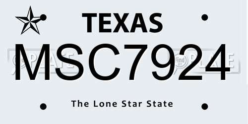 MSC7924 Texas License Plate