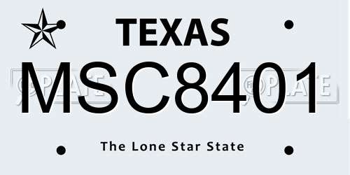 MSC8401 Texas License Plate