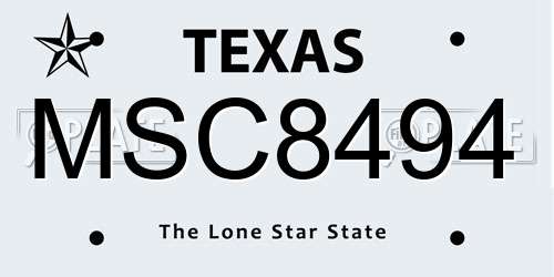 MSC8494 Texas License Plate