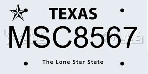 MSC8567 Texas License Plate