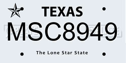 MSC8949 Texas License Plate