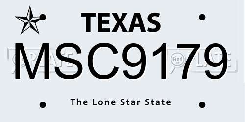 MSC9179 Texas License Plate