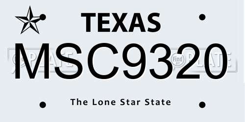 MSC9320 Texas License Plate