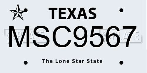 MSC9567 Texas License Plate