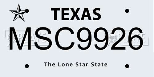 MSC9926 Texas License Plate