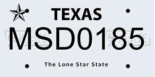 MSD0185 Texas License Plate