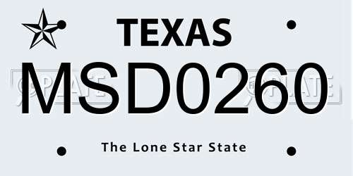 MSD0260 Texas License Plate