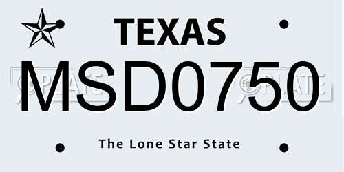 MSD0750 Texas License Plate