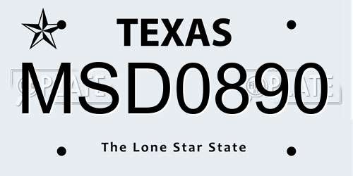 MSD0890 Texas License Plate