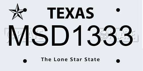 MSD1333 Texas License Plate