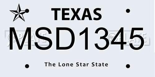 MSD1345 Texas License Plate