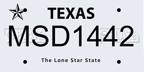 MSD1442 Texas License Plate
