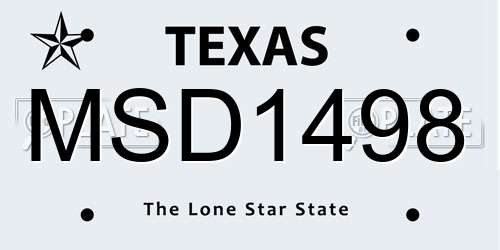 MSD1498 Texas License Plate