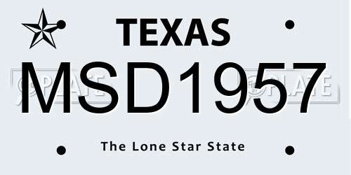 MSD1957 Texas License Plate