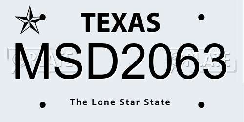 MSD2063 Texas License Plate